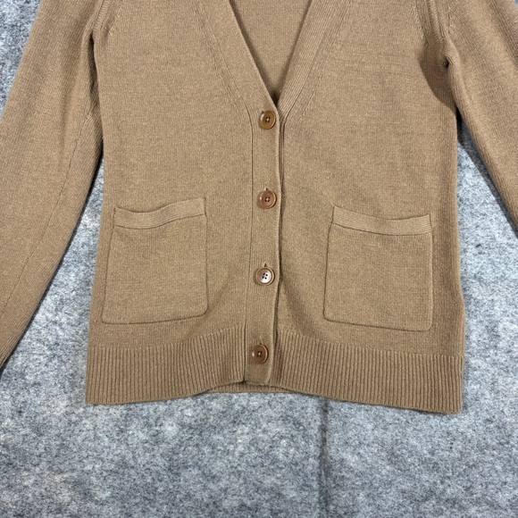 Banana Republic Camel Wool Cashmere Cardigan Size M Button Front Minimalist - Picture 4 of 15